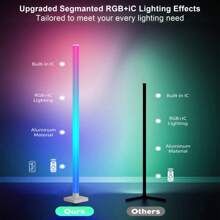 1-2Pcs RGBIC Floor Lamp,16 Million Colors LED Floor Lamps 15 Cm Lamps For Living Room With Music Sync,Standing Lamp With App And Remote Control,Gaming Ambient Lighting Corner Lamp Bedroom Decor