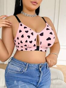 舒适前扣式无钢圈大码女式文胸 - 粉色 - 查看 6