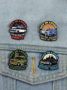 4pcs GET IN LOSER Automotive Hard Enamel Needle Creative Cartoon Brooch Collar Badge Jewelry Gift For Friends