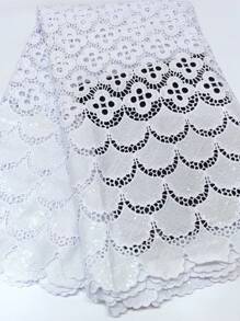 5 Yards Pure White Cord Lace Fabric With Sequins Dry Laces Milk Silk Fabrics Mali Women Wedding Bride Sewing Material
