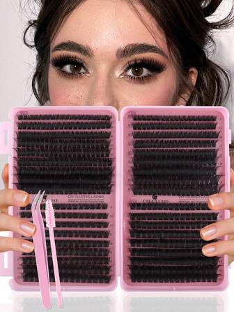 CMAYOME 640pcs D Curl Lashes Extension Kit, 10D 20D 30D 40D 50D 60D 80D 100D 120D 150D 8-16mm DIY Personal False Eyelashes, 3D Lashes Russian Volume Lashes Dramatic Messy Mink Lashes For Dramatic, Daily Makeup, Cosplay, Full Makeup And Daily Wear, Portable For Daily Use Or Outdoorlash Clusters,Eyelash Clusters,Individual Eyelashes,Lashes,Fake Lashes