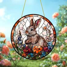 复活节兔子亚克力捕捉太阳装饰品，用于春季树挂，复活节快乐家居和派对装饰品，篮子填充物和礼物，适合儿童、家人和朋友 -2D