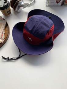 1pc Wide Brim Quick Dry Color Blocking Outdoor Bucket Hat, Men Hiking Fishing Sun Protection Cap, Suitable For Camping, Hiking, Traveling, Summer Men's Sun Hat Summer Hat, Suitable For Summer Outdoor Activities Such As Hiking And Fishing