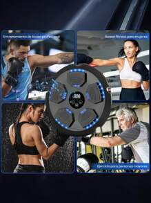 Máquina de Boxeo con Música Bluetooth Inteligente,Equipo de Boxeo Montado En La Pared,USB Recargable,Velocidad de Práctica Ajustable,Volumen Ajustable,Maquina de Boxeo con Música para Adultos y Niños - Negro - Ver 4