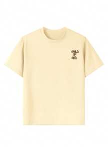 Summer Casual Graphic Round Neck Short Sleeve T-Shirt, Suitable For Boys And Young Students - Fashionable English Letter Pattern T-Shirt, Dedicated To Every Young Explorer! Children's Clothing Boys Graphic Tee - Apricot - View 5