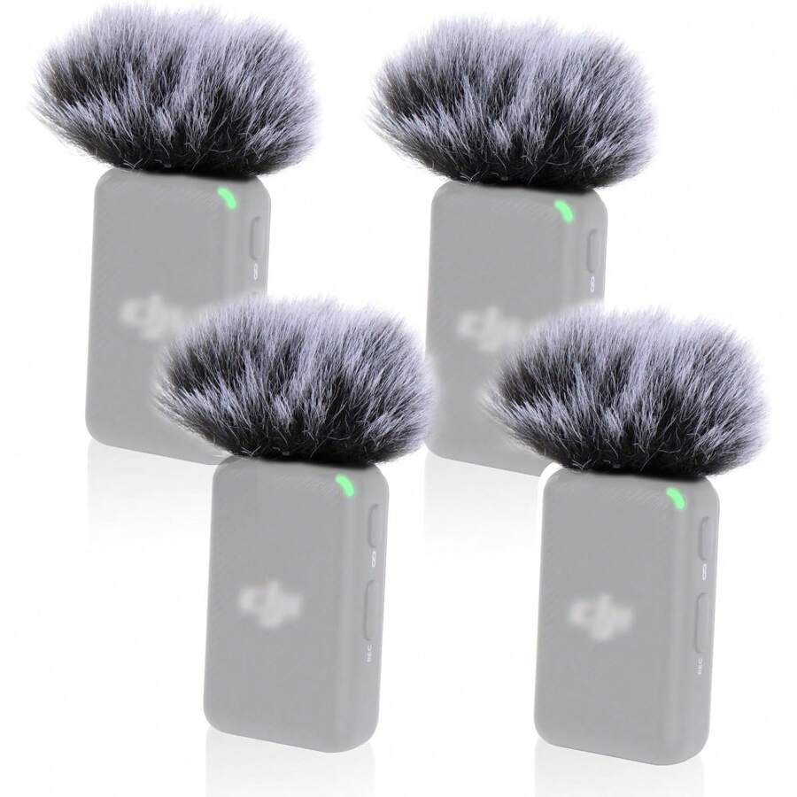 YOUSHARES Mic Wind Muff For D JI Mic - 4 Packs D JI Mic Windscreen, Mic Windshield Furry Cover Compatible With D JI Wireless Lavalier Microphone For Record Interview - 4PCS - View 1