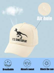 1 pièce Casquette de baseball pour tout-petits de 3 à 8 ans, chapeau de soleil pour bébé, design de broderie de dinosaure et de lettres, réglable, pour garçons et filles