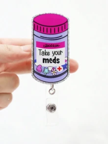 1pc Retractable Medicine Badge Reel Holder - ID Clip, Name Tag, Nurse Doctor Volunteer Employee Accessory, Easy To Use, And Convenient - Purple - View 7