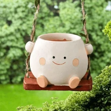 Maceta colgante con diseño de flor oscilante, maceta para plantas suculentas, artesanía para maceta de flores, para jardín, patio exterior