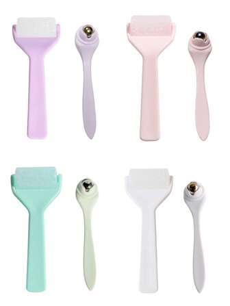 2件套面部按摩滚轮套装，包含提拉按摩凝胶滚轮和眼部按摩滚轮，加速眼霜吸收，缓解疲劳，紧致肌肤，是馈赠亲朋好友的绝佳礼物。