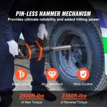 1" Air Impact Wrench Or 1/2" Drive Air Impact Gun Wrench, Up To 5175 Ft Or 3160ft Or 880ft-Lbs Beast Reverse Torque Output Pneumatic Impact Gun W/ 8 Inch Extended Anvil For Repairs And Maintenance Of Heavy Duty Machinery/Semi-Truck/Bus - Wind Cannon Type 1"-3160 Ft-lbs - View 2