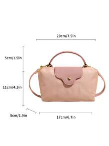 New Fashion Solid Color Minimalist PU Leather Bucket Bag, Simple And Elegant Design, Suitable For Work, Shopping, Dating, Versatile - Baby Pink - View 3