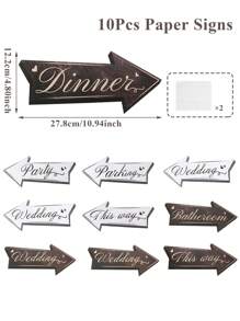 10pcs Wedding Directional Road Sign Party Decorations, Wedding Paper Signs For Wedding Theme Party Supplies, Waterproof Large Wedding Sign With Stakes, Wedding Direction Signpost Wedding Direction Arrow Courtyard Sign, Wedding Party Room Wall Background Decoration, Wedding Sign Cutouts, Wedding Season Party Supplies