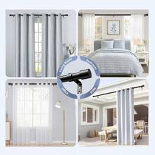 Extra Long Curtain Rods For Windows 240 Inches, 1 Inch Diameter Adjustable Silver Curtain Rod, Heavy Duty Modern Curtain Rod With Simple Finials, 32"-240" - 銀色 - 查看 7