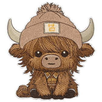 1 Adorable Highland Cow Cartoon Embroidered Patch - Wearing Plaid Shirt & Beanie, Polyester, Iron-On/Sew-On For Clothing, Backpacks, Canvas Bags & Jackets - Perfect DIY Gift For Craft Lovers, Cow Decor, Best For Christmas