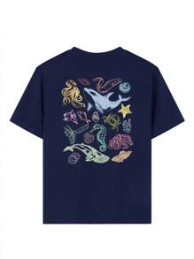 Ein legeres bedrucktes Rundhals-Pullover Kurzarm T-Shirt für Mädchen und Kinder - ein süßes Delfin-Motiv, lustiges und buntes T-Shirt, das die Fantasie jedes Kindes anregt! Kinderkleidung Mädchen Grafik-Shirts Sommer Tops Kleidung für Tween Mädchen