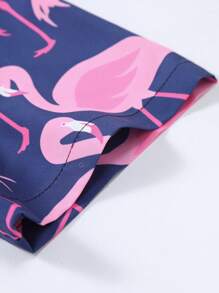 Men's Casual Short Sleeve Flamingo Print Shirt, Summer - Red Violet - View 5