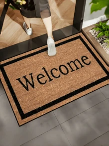1pc Printed Welcome Doormat, Letter Pattern Durable Non-Slip Carpet, Lightweight Washable Area Rug For Entrance, Bedroom, Living Room, Kitchen, Bathroom Home Decor Gift, Suitable For Various Holidays [Warm Tip: 3D Printing Effect, Not Rough Coconut Fiber, Lightweight Polyester Fiber Material]