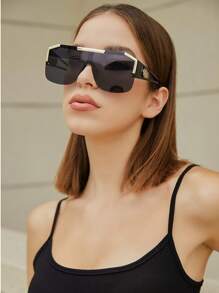 Women Men Fashion Glasses, Square Flat Top Big Frame, Oversized Glasses ,Driving Walking Traveling Photography Beach Parties Daily Life Decoration Work Glasses CK2765 - 001 - Xem 2