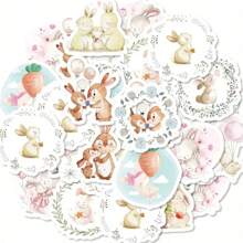 46 unidades Pegatinas de conejitos lindos, apropiadas para portátil, botella de agua, computadora y teléfono, regalo de Pascua, suministros escolares, de vuelta a la escuela papelería manualidades libro de sticker estikers - Multicolor - Ver 3