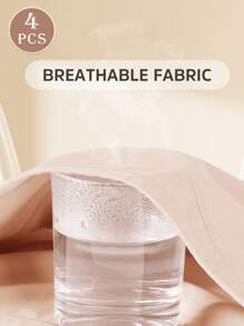 4pcs Women High Waist Comfortable Pure Cotton Underwear, Solid Color, Shaping, Slimming, Breathable