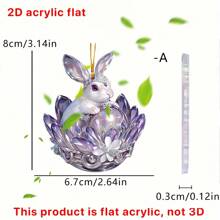 Purple Crystal Rabbit Acrylic Keychain Bag Charm Hanging Ornament, Easter Decor