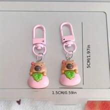 6 Stücke Cartoon Rosa Serie Capybara Schlüsselanhänger, Schlüsselanhänger für beste Freunde, Geldbörse, Rucksack, Handy, Kopfhörer Accessoires, Auto Schlüsselanhänger, kreatives kleines Geschenk für Urlaubspartys