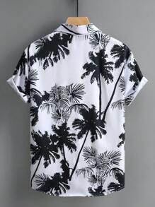 Men's Geometric Print Short Sleeve Casual Shirt, Spring/Summer