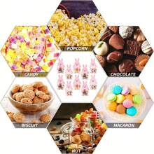 10 件装复活节兔子糖果袋，带丝带装饰 - 可爱的粉红兔子设计，适用于包装糖果、饼干和巧克力 - 复活节礼品包装用品，礼品袋配件 - 粉色 - 查看 5