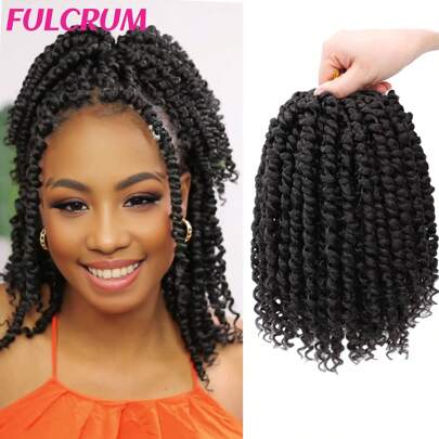 FULCRUM 6-24 Inch Passion Twist Crochet Hair Pre-Twisted Passion Twist Hair Pre-Looped Bohemian Crochet Braids Natural Black Synthetic Hair Extensions For Women & Girls