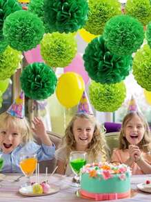 16/20 件粉色、蓝色、绿色、彩色纸质绒球装饰，适用于返校、婚礼、告白日、淋浴、生日、派对、室内和室外装饰 - 彩色 - 查看 10