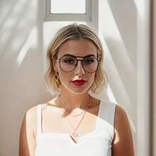 HAITONGCR 1pc New Design PC+Metal Dual-Beams Reading Glasses, Unisex Retro Square Frame Fashion Eyeglasses - Transparent - View 3