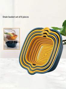 8pcs/6pcs,Drain Basket, Vegetable Wash Basket, Colander Basket, Plastic Filter Basket, Reusable Wash Basket, Kitchen Household Colander, Fruit Wash Basket, Kitchen Supplies, Kitchen Gadgets, Kitchen Accessories
