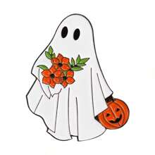1pc Creative Cartoon Halloween Series Pumpkin Head Ghost Unique Design Metal Lapel Pin - Multicolor - View 9