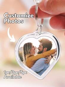 Regalo del Día de San Valentín, Llavero con foto personalizada en forma de corazón - Anillo llavero con fotografía grabada personalizada, regalo para parejas, familia, amigos - Recuerdo de acero inoxidable para aniversarios, cumpleaños, recuerdos