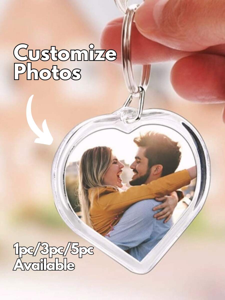 Regalo del Día de San Valentín, Llavero con foto personalizada en forma de corazón - Anillo llavero con fotografía grabada personalizada, regalo para parejas, familia, amigos - Recuerdo de acero inoxidable para aniversarios, cumpleaños, recuerdos