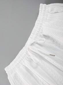 Men's Comfortable Jacquard Fabric Polo Collar Short Sleeve Top And Drawstring Shorts 2 Pieces Casual Set