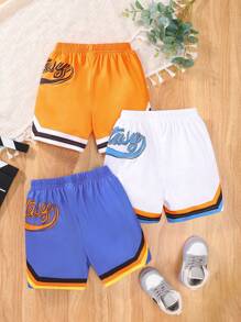 3pcs/Set Young Boy Quick Dry Shorts, Children Sports Mesh Breathable Basketball Training Loose Pants, Summer - Mint Blue - View 2