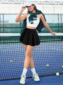 JoyGirl Women Pleated Tennis Skirt With Shorts High Waisted Golf Skort Mini Skirt Workout Skirt Athletic Skorts With Pockets - Black - View 6