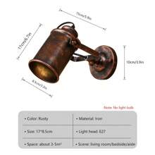 1piece 工业复古铁艺壁灯复古壁灯黑色可调角度家居装饰灯具乡村室内铁艺壁灯家庭照明卧室阁楼酒吧餐厅阳台走廊工业复古 E27 便携式拉链开关复古壁灯阁楼美式乡村床头装饰灯具 - 彩色 - 查看 14
