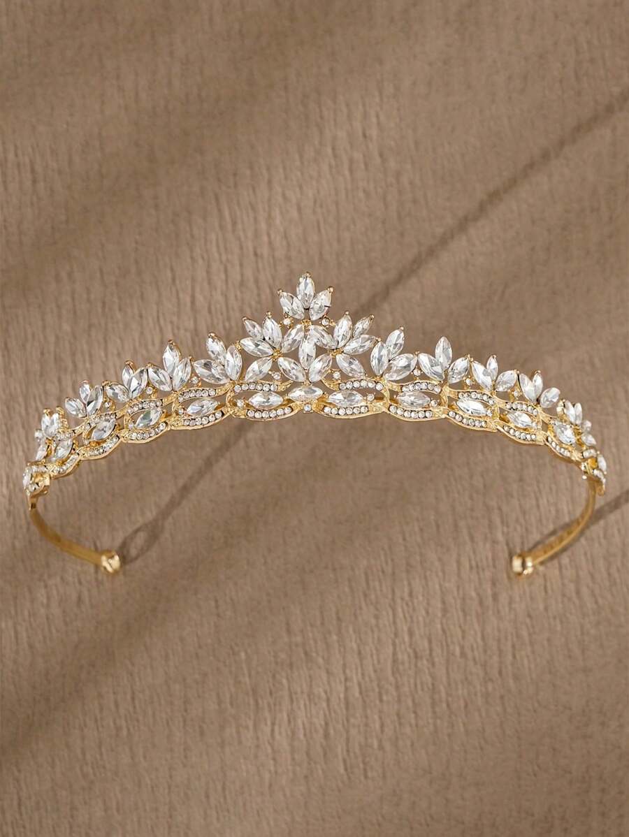 1 Simple Atmosphere Crown Headdress, Crystal Headband, Princess Birthday Party Crown Accessories, Hair Accessories, New Year Headdress