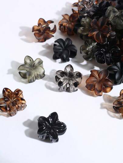 15/20/30pcs Mini Flower Shaped Claw Clips, Coffee Color, Small Size Hair Clips For Bangs, Strands Hair Jaw Clip Hair Clamps Hair Clutch Hair Catcher Clip, Beach Accessories Fall Winter Hair Accessories For Women For Vacation Outfits Woman