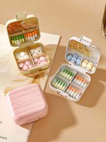 Portable Travel Mini Pill Box, Pill Box, Small Pill Box|Weekly Pill Organizer For Travel, 7-Day Pill Box Organizer, 7 Compartment Pill Box, Waterproof And Moisture Resistant Pill Organizer, Travel Pill Box Dispenser, Fish Oil, Supplement Medication Organizer Dispenser For Pocket, Wallet, Travel Pill Box,Storage Box, Weekly Medication Box, Portable Medication Box - Multicolor - View 2