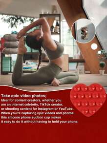 Soporte de teléfono con ventosa de silicona, ventosa de mariposa de doble cara, ventosas universales para teléfono, accesorio impermeable de manos libres con sujeción en los dedos para espejo, ducha, vibración, video y selfie compatible con iPhone y Android