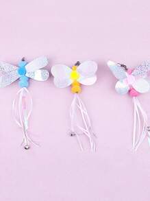 1 sztuka interaktywna zabawka do drażnienia kota, sztuczny dzwonek z piórami dla zwierząt domowych, produkt wymienny, odpowiedni do ćwiczeń i samodzielnej rozrywki kota, ręczny patyk do drażnienia, różne owady zastępują głowę