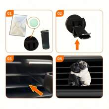 Welpen Umarmungs Auto Lüftungsclip, 2D Acryl Aromatherapie Diffuser, Kfz Lufterfrischer Zubehör, Auto Innenraum Deko mit Dufttablette/Balsam/Räucherstäbchen