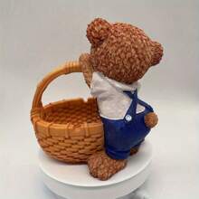 1pc Resin Sculpture Bear Decoration, Desktop Key Holder, Planter Decor, Bookshelf, Home/Office/Cafe Decor, Entryway Display - Brown - View 7