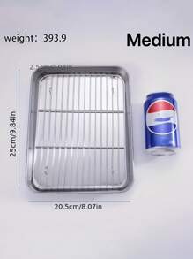 1 Piece Stainless Steel Grill Pan Square Dish Drainer Tray, Sizes 11, 10 And 8.6 Inches, Easy To Clean, Set, Grill Pan Mesh Rack Drainer Prep Tray, Stainless Steel Grill Pan With Cooling Racks - Great For Grilling Meat And Chicken - Available In 3 Sizes, Oven And Dishwasher Friendly! - Multicolor - View 15