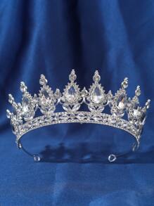 1pc Elegant Queen Crown Rhinestone Romantic Bridal Headpiece Wedding Accessory Valentine's Day Accessories