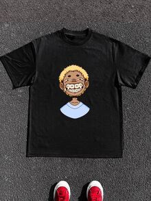 Camiseta cómoda y suave con estampado que muestra a un niño rubio sonriendo con los dientes, camisetas para hombres, camiseta de manga corta casual (Camiseta Payeah de algodón pesado de 220g)